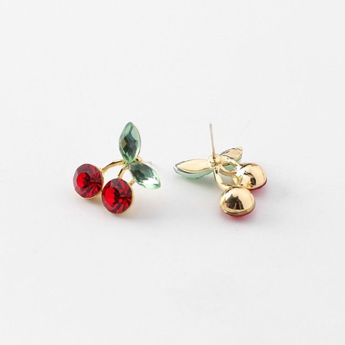 Kristall Strass Kirsche Ohrstecker Damen Modeschmuck Zinklegierung Ohrring - Bild 12 von 12