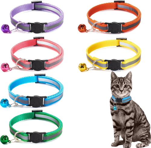 6PCS Collare Gatto, Collari Gatti Antistrozzo, Riflettenti, Con Campanellino, 6 - Foto 10 di 12