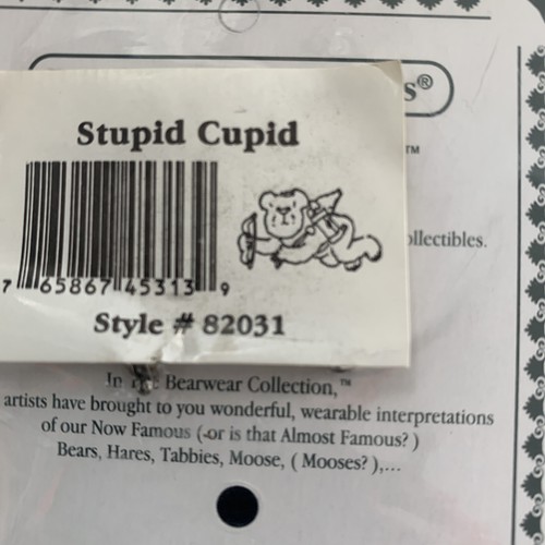 Bearwear Boyds Bears Special Occasion Brooch Pin #82031 Stupid Cupid Bow New - Picture 8 of 8