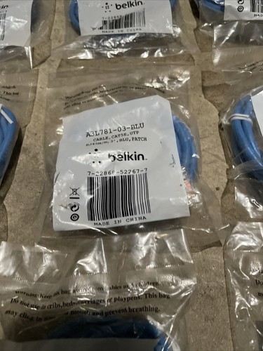 12 Belkin Cables A3l781-03-blu 3ft Cat5e Blue Patch Cable Rj45m/rj45m Non Molded - Picture 2 of 5