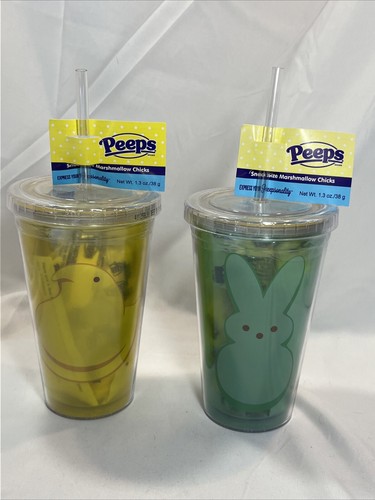 Set Of Two - New Sealed Peeps Drinking Tumblers. (Do Not Eat Candy) - Picture 1 of 4