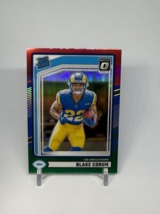 2024 Donruss #322 Blake Corum Optic Rated Rookies Preview Red and Green