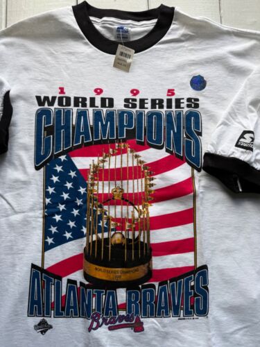 NEW OLD-STOCK 1995 Atlanta Braves World Series XL TEE WITH-TAGS VTG Tee MLB