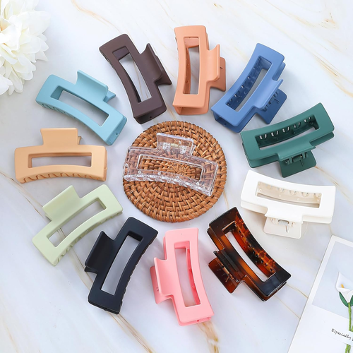 Sisiaipu Accessori per Capelli Medi 3,5 Pollici - 12 Pezzi Clip a Ganascia Quadrata per Spessi e - Foto 3 di 12