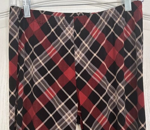 Mimozzas Leggings Women's Large Stretch Red Black Beige Plaid Soft Thin Material - Picture 5 of 7