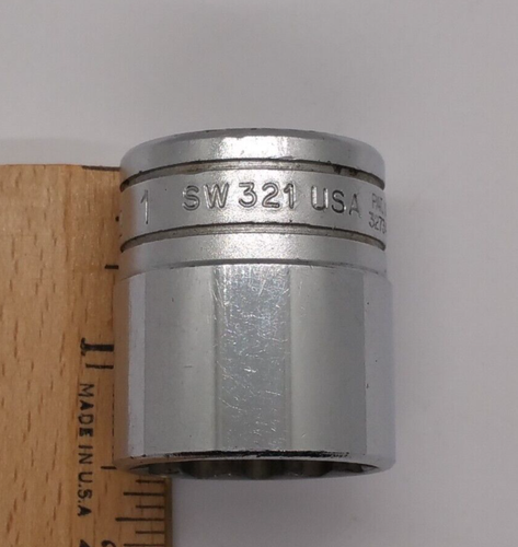 Snap-On Tools 1/2" Drive 1" Shallow 12 Point Socket SW321 etched USA P059 - Bild 2 von 5
