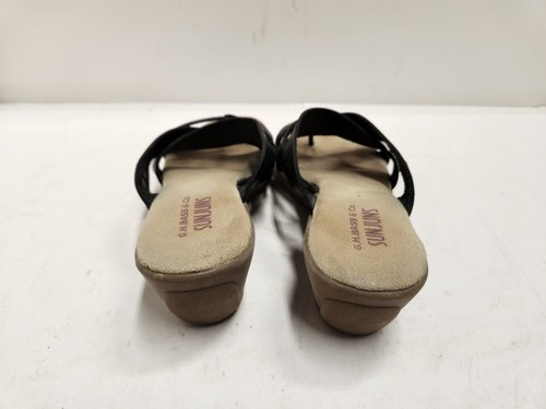 G H Bass & Co Sunjuns Brianne Slip On Sandals Size 7 Black leather Beachy Summer - Picture 5 of 9