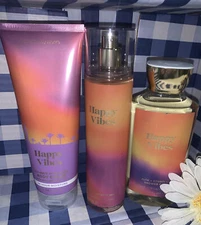 New Bath & Body Works HAPPY VIBES Mist/Shower Gel/  &Body Cream-(3 pc)
