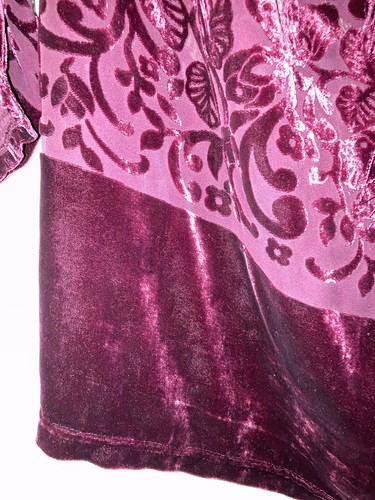 Sundance Dark Red Burgundy Blouse Velvet Burnout Floral Pattern M Whimsygoth - Picture 7 of 8