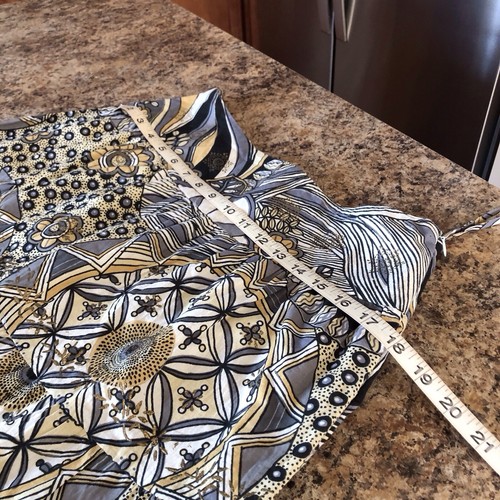 Angie Size L Boho Gray Yellow Gold Printed Maxi A-line Skirt Lined - Picture 3 of 12