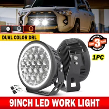9"inch Round LED Work Light Pod Offroad Driving Fog Lamp Amber/White DRL SUV UTV