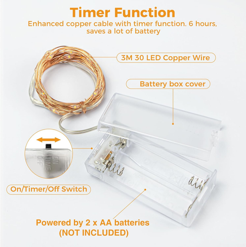 20 Pack Fairy Lights Battery Operated with Timer, 10FT 30LED Twinkle Lights Wate - Picture 7 of 7