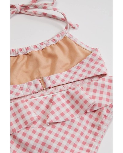 Toobydoo L125823 Girls Pink Gingham Ruffle Bandeau Bikini Swim Set Size 9-10Y - Picture 2 of 4