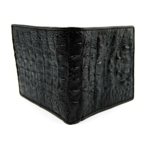 Portafoglio uomo bi-fold in vera pelle di coccodrillo nero nuovo spedizione gratuita - Foto 7 di 12