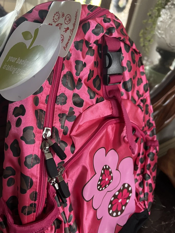 Mochila Hanna Andersson Niñas Rosa Guepardo Multi Bolsillo Nueva con Etiquetas Foto 4 de 4