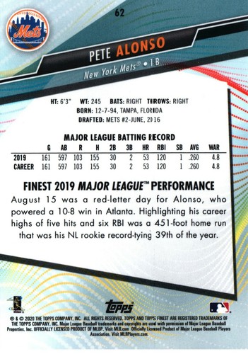 PETE ALONSO MAJOR LEAGUE BASEBALL CARDS - PICK FROM LIST - Picture 14 of 184