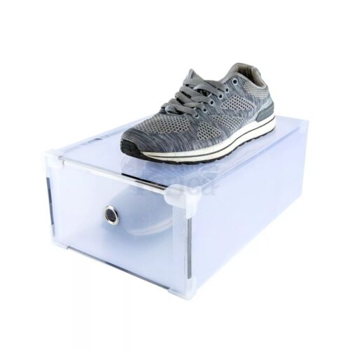 10X Clear Plastic Shoe Storage Boxes Drawer Stackable Foldable Organiser Durable - Picture 15 of 15