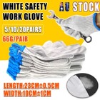 White Safety Work Glove Knitted Cotton Heavy Duty Gardening Factory Warehouse AU