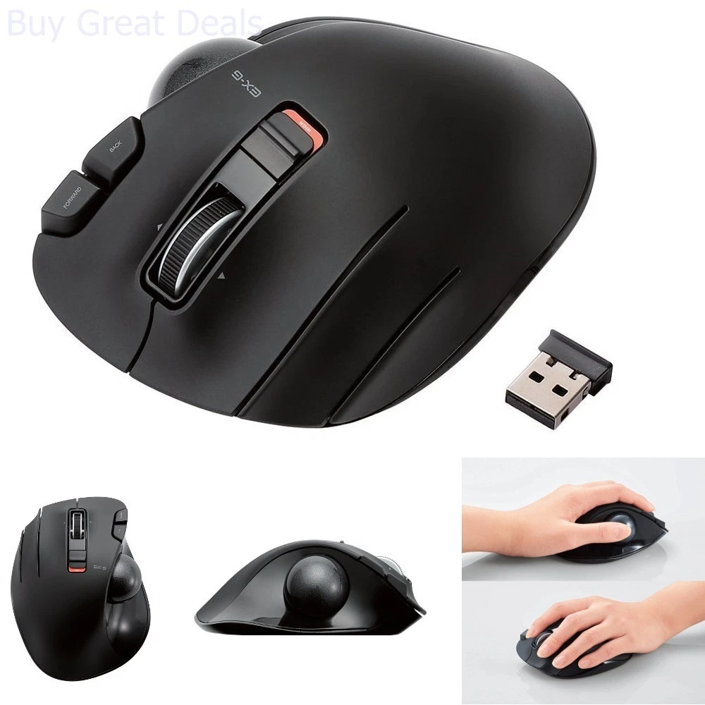 Elecom Left handed Wireless track ball mouse 6 button Tilt