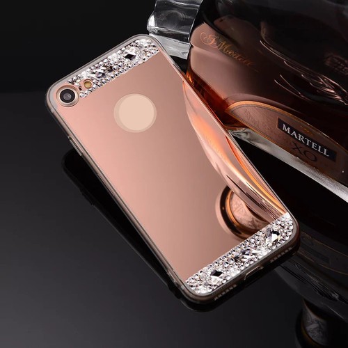 Bling Diamond Crystal Ring Holder Kickstand Mirror Makeup back Soft Case Cover - Picture 5 of 12