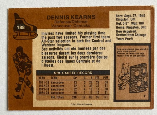 ( U SELECT CARDS)  1975-76 O-pee-chee Hockey Singles 101-199 🔽 - Picture 186 of 206