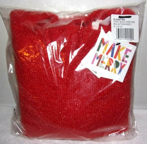 NEW GIRLS 1901 KIDS RED BITTERSWEET TWIST BACK SWEATER SIZE XL 14/16 - Picture 3 of 5