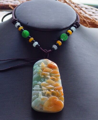 Tableau paysage jadéite jade certifié 2 couleurs 100% naturel A arbre 525722 TN
