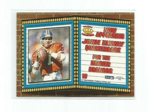 JOHN ELWAY (Denver Broncos) 1994 PACIFIC NOW APPEARING PRIZM CARD #10 - Picture 2 of 2