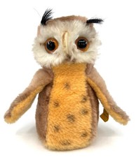 Steiff Buzzel Owl Dralon Plush Squeaker 20cm 8in ID Button Tag Glass Eyes Vtg