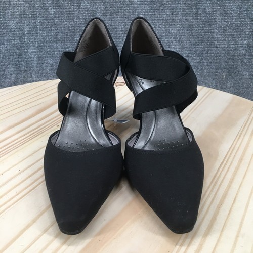 NEW LifeStride Heels Womens 7 M Kelli Slip On Pointed Dress Pumps Black Fabric - Picture 4 of 14
