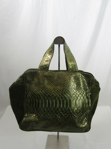 Carlo Pulicati Handtasche grün Schlangenleder/Wildleder