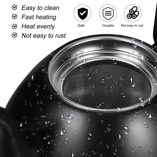 Whistling Kettle Stainless Steel Metal Tea Stovetop for Boiling Water - Imagen 9 de 12