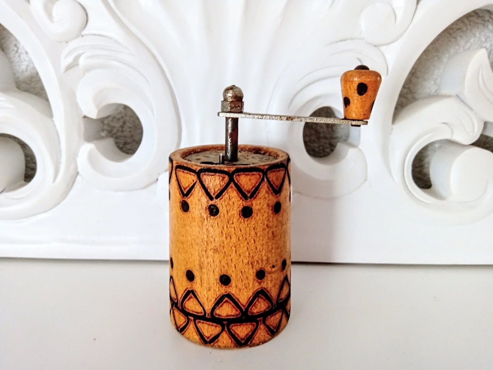 Vintage antique wooden Pepper spice mill Grinder Rare find Rustic Farmhouse gift