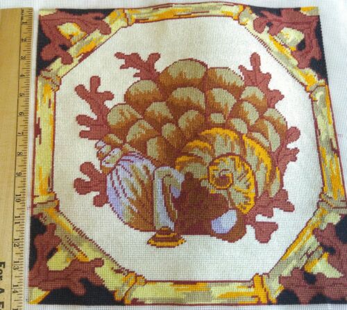 Finished Dimensions Needlepoint Canvas SEASHELLS CORAL CONCH 12 Pt Wool 15"x15" - Picture 3 of 7