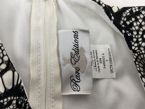 Rare Editions Dress Size 7 Black White Lace Flowers Holiday Mid Sleeve - Picture 3 of 4