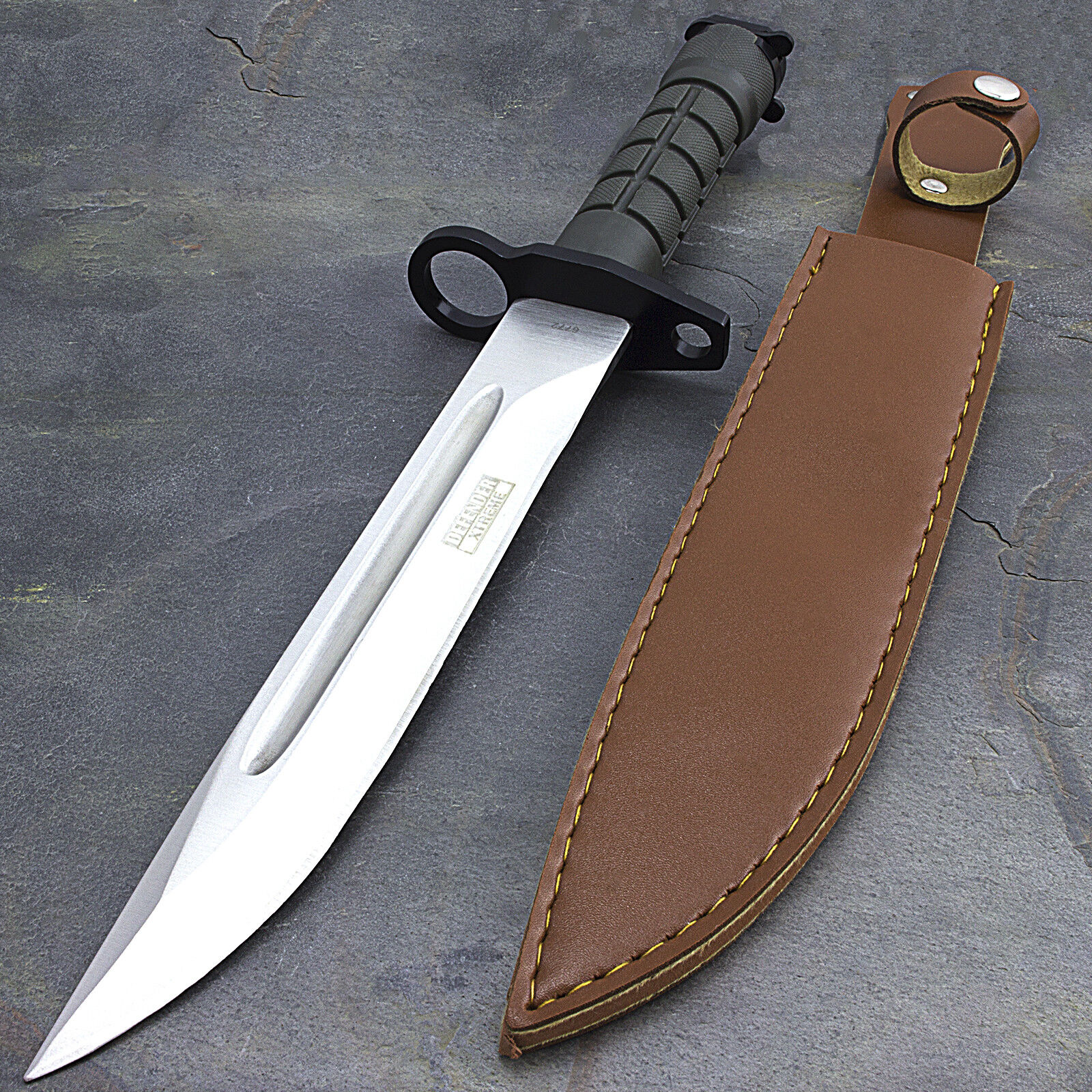 13.5" LARGE MILITARY BAYONET COMBAT KNIFE w/ SHEATH Survival Hunting Fixed Blade