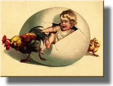 Child in Easter Egg Picture on Stretched Canvas, Wall Art Décor, Ready to Hang!