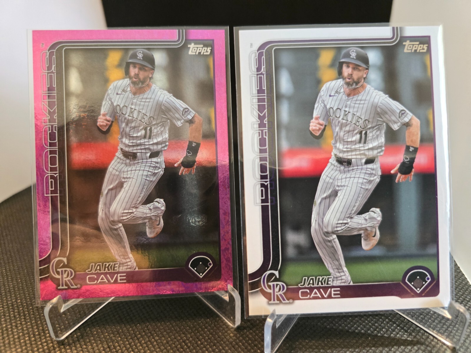 Jake Cave #256 2025 Topps Series 1 Pink Holo foil parallel Colorado Rockies LOT