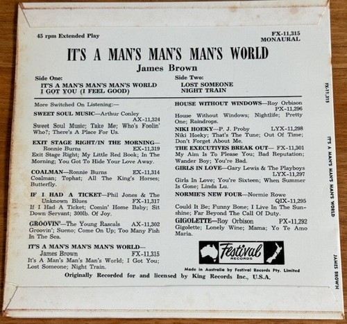 James Brown - It's A Man's Man's World 7" Single - Australian Pressing - RARE - Picture 2 of 4