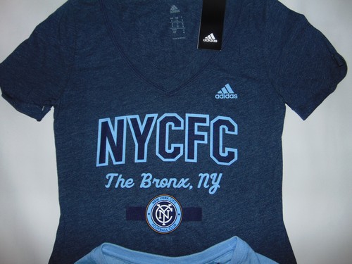 5) NEW YORK CITY FC ADIDAS  FOOTBALL V-Neck Ladies T Tee Shirt Set LOT SMALL NEW - Picture 6 of 6