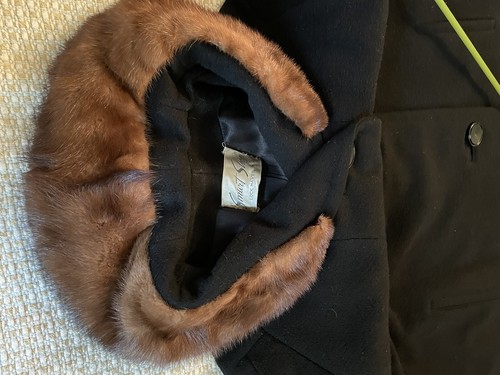 VTG 1950’s Women’s XL Black Coat Mink Collar Wool Blend Satin Lined Smart Shop - Picture 16 of 16