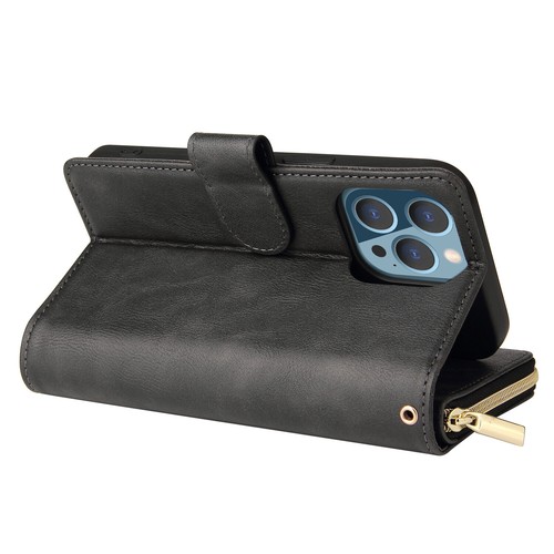 For iPhone 16 15 12 XR 8 7 13 Leather Flip Card Slot Zip Purse Wallet Case Cover - Picture 8 of 43
