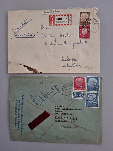 Posten 32 Briefe Bundesrepublik Frankatur "Heuss", Einschreiben, hohe Werte etc. - Bild 5 von 17