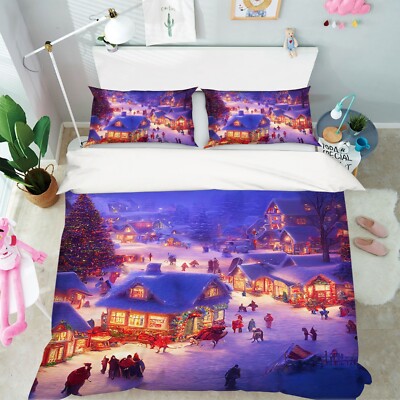 3D Christmas Xmas A1314 Bed Pillowcases Quilt Duvet Cover Set Queen King Amy