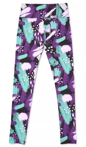 Justice Girls Leggings Purple Full Length Colorful Paint Design Size 12/14 - Picture 4 of 10