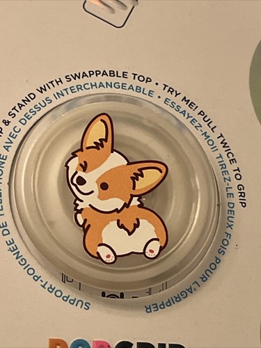 PopSockets PopGrip Swap Top Phone Grip Stand Cheeky Corgi Puppy Translucent - Picture 2 of 4