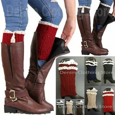 1 Pair Crochet Knit Lace Trim Boot Cuffs Topper Leg Warmer Winter Socks