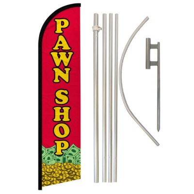 Pawn Shop Full Curve Windless Swooper Flag Pole Kit Consignment 