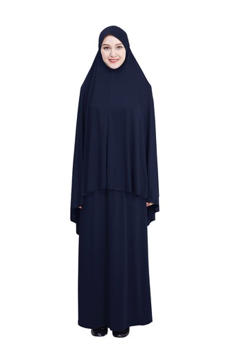 Two Piece Muslim Women Overhead Khimar Hijab Long Skirt Abaya Islamic Kaftan Set - Picture 107 of 110