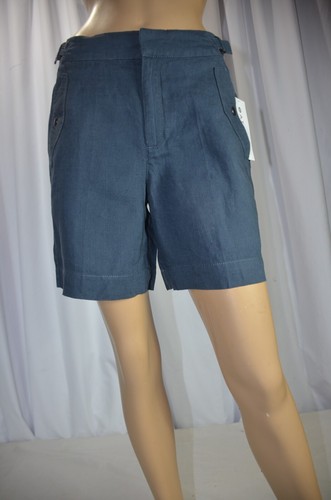 NWT $79 Athleta Size 12 Regular Granite Blue Voyager Linen Short Shorts #586829 - Picture 9 of 12